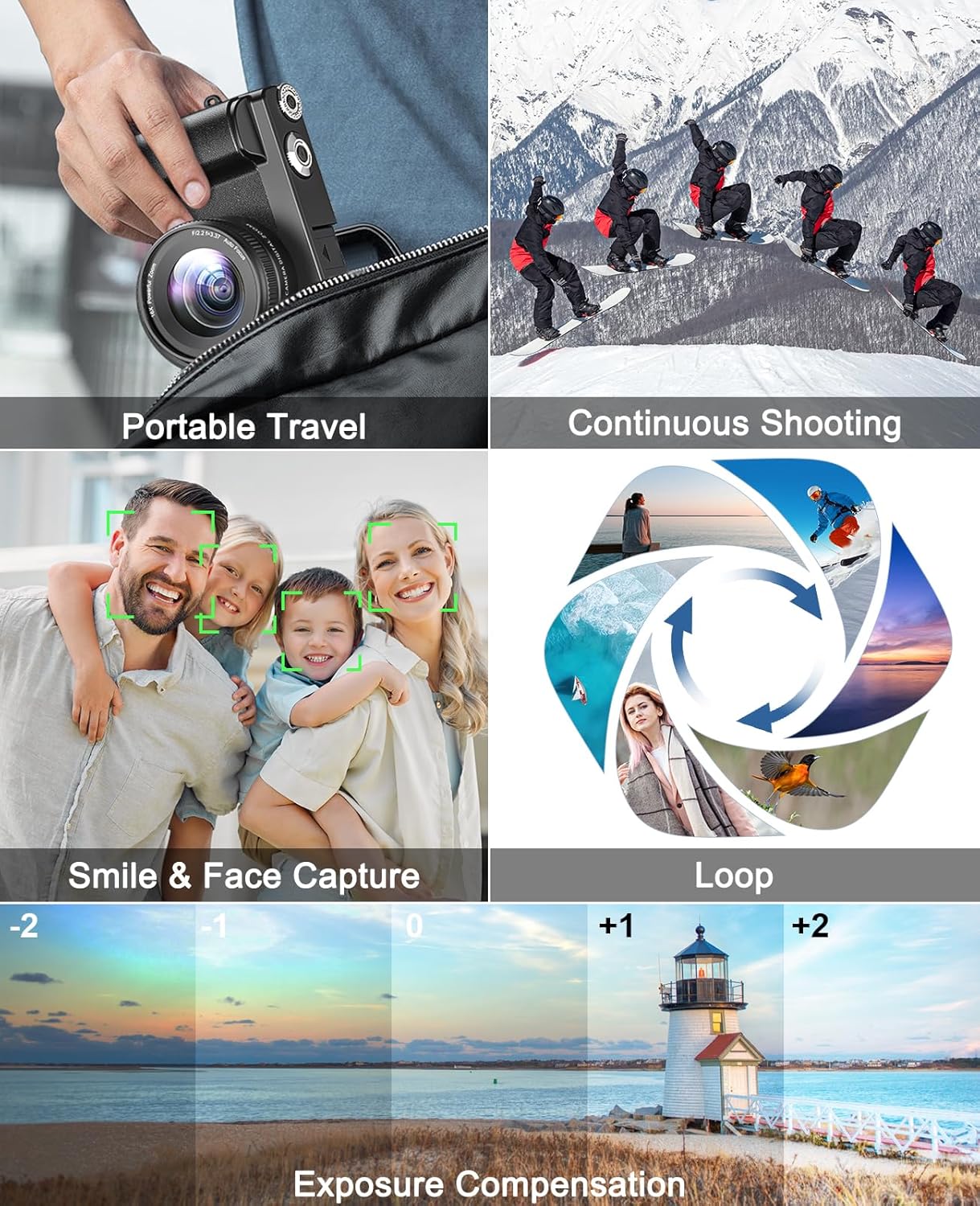4K Digital Camera for Photography and Video, Autofocus Anti-Shake 48MP Vlogging Camera for YouTube, 3'' 180°Flip Screen Camera with Flash 16X Zoom, Digital Camera with 32GB Card Battery Charger Black - Image 6