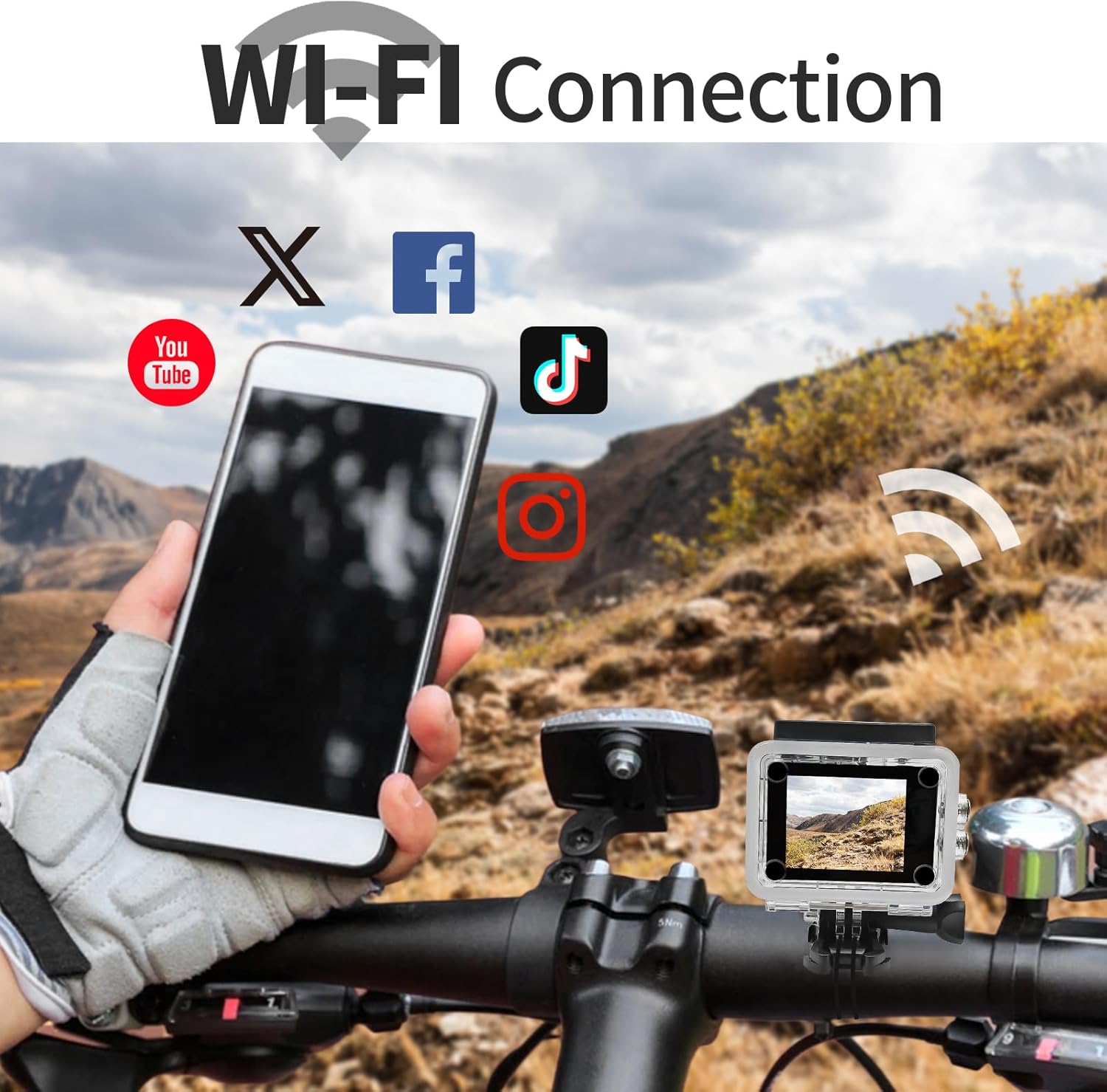 Fangool Action Camera 4K 30FPS, Waterproof Camera 30M Ultra HD 131FT Underwater WiFi Cam 170°Wide Angle Shooting, with 2 x 1050 mAh Batteries for Skiing, Skating, Surfing, Cycling, Fishing - Image 3