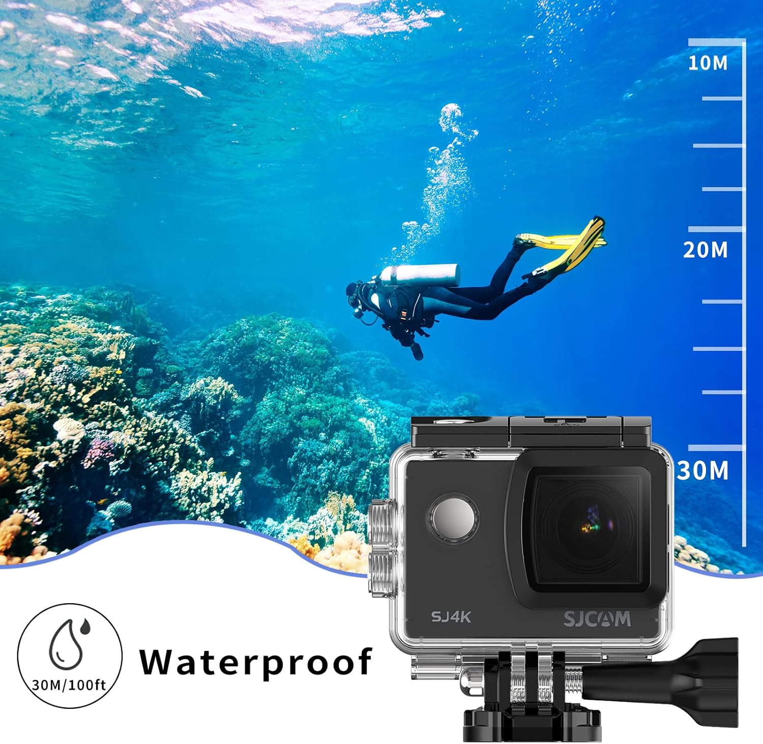 SJCAM SJ4000 Pro-Grade 4K Action Camera, 40MP OIS+EIS Stabilization Motorcycle Sport Camera, 170°FOV Waterproof Camera Underwater, 5X Zoom, Dual Batteries, 32G SD Card and Helmet Accessory Kit - Image 5