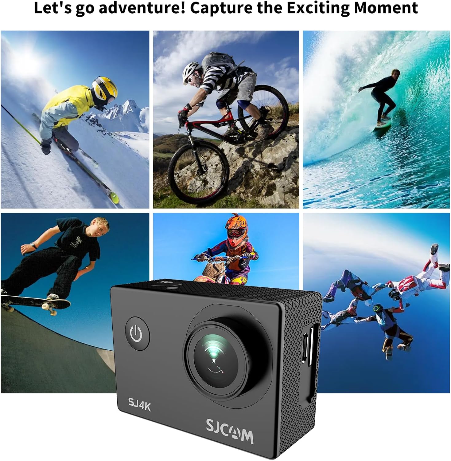SJCAM SJ4000 Pro-Grade 4K Action Camera, 40MP OIS+EIS Stabilization Motorcycle Sport Camera, 170°FOV Waterproof Camera Underwater, 5X Zoom, Dual Batteries, 32G SD Card and Helmet Accessory Kit - Image 8
